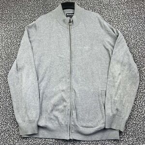 Barbour Cardigan Sweater Men XXL Grey Full Zip Cotton Knit Long Sleeve 2XL